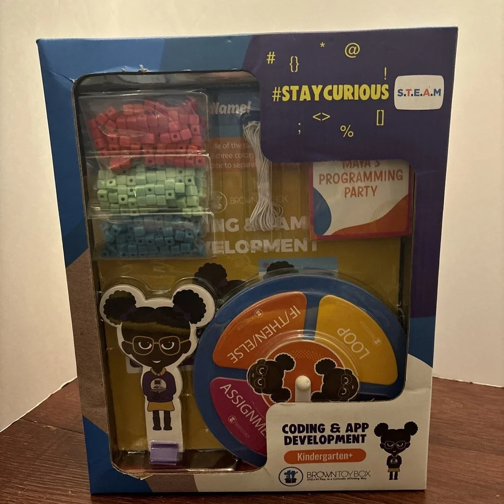 Brown‎ Toy Box Maya Coding App STEAM Kit Hands-On Binary Code Beads String